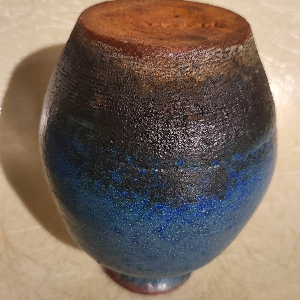 "BITOSSI Blue" Mid-century Modern Pottery Vase 6" - Picture 8 of 8